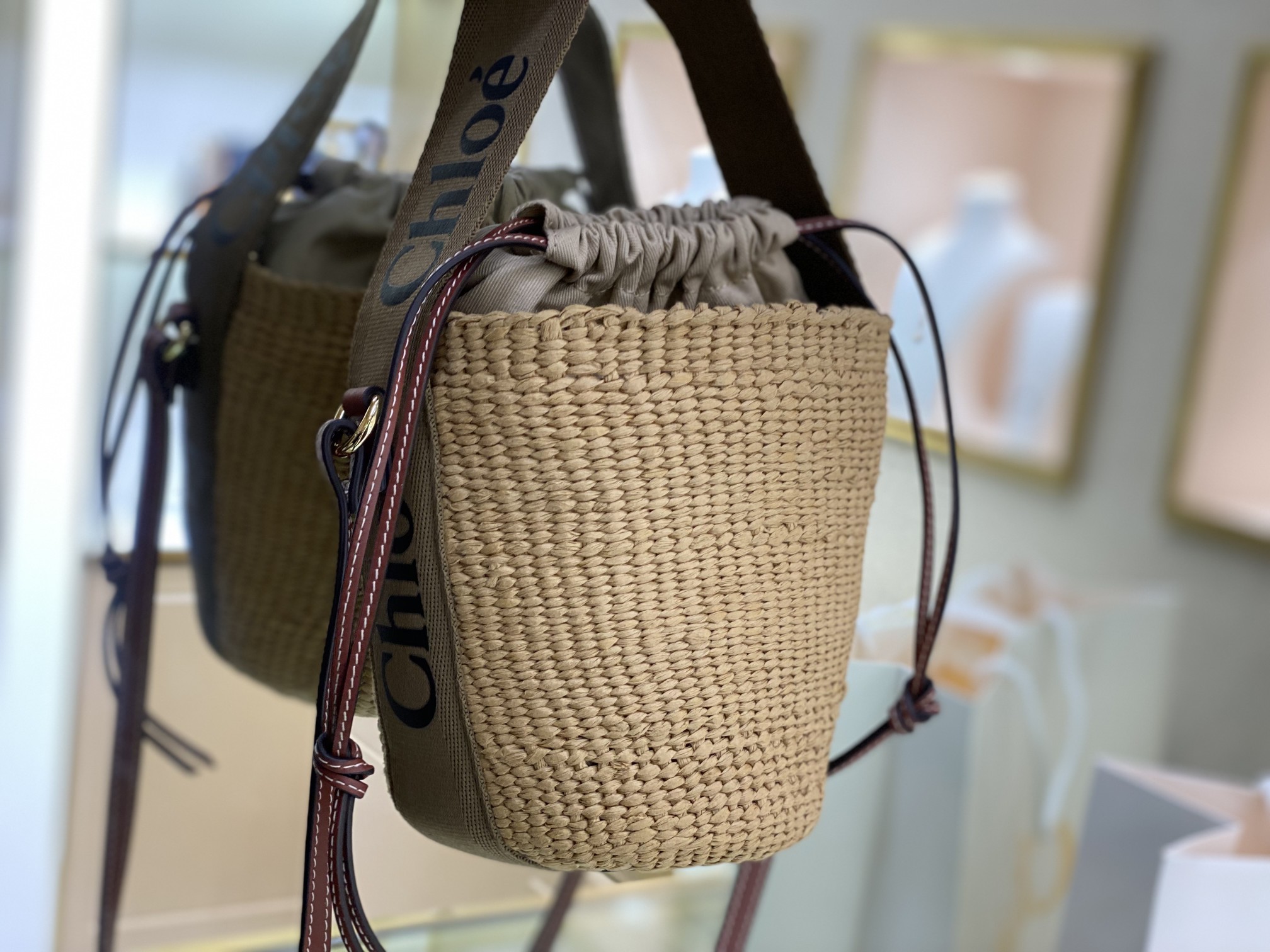 Chloe Small Woody Basket In Natural Fibers 